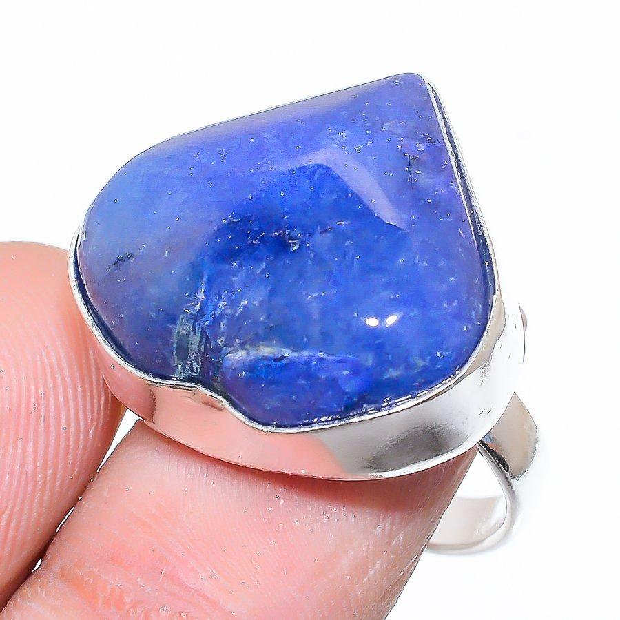 Сапфир(Смоделированный) Кольцо из серебра 925 пробы с драгоценными камнями, размер 7 U9V82