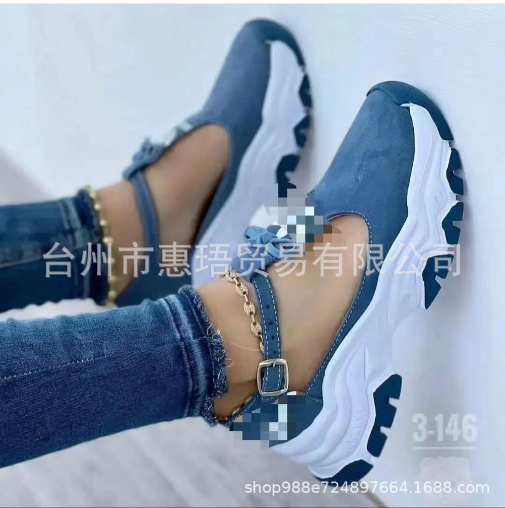 2024 новые женские туфли большого размера женские повседневные одинарные туфли с пряжкой из одного слова и бантом полые одинарные туфли женские