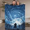 1pc Vortex Battlefield Digital Printed Design Blanket - All-Season Soft Flannel Throw with Futuristic Battle Scene, Stars & Clou