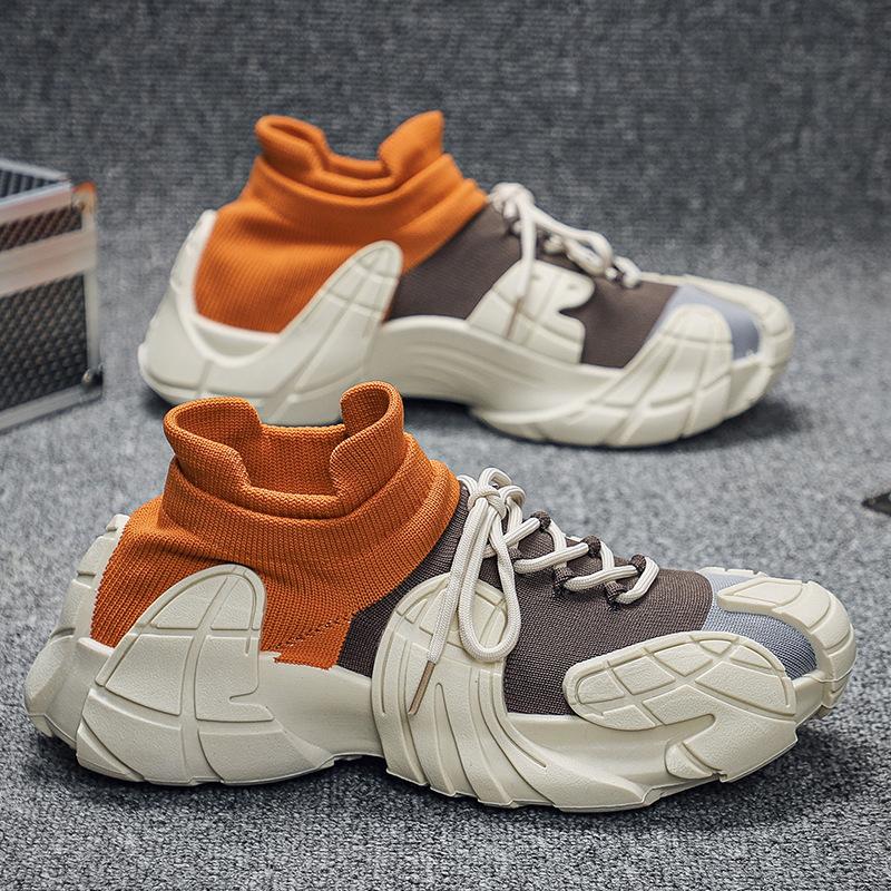 2025 осень новая тенденция спортивная обувь модная платформа мужские кроссовки папы корейская версия одинарная обувь молодежные носки обувь