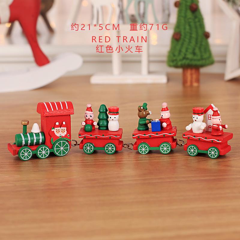 Christmas Wooden Train Christmas Decorations Miniature Model Home Table Ornament New Year Gifts Xmas Tree Hanging Pendant