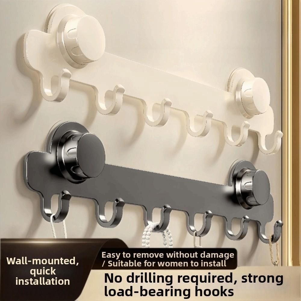 5/6/7/8-Hook Suction Door Cup Hook Waterproof Hanging Coat Rack Bathroom