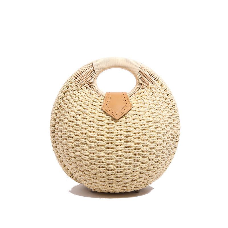 Simple Woven Straw Beach Bag With Inner Pouch For Summer Outings