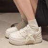 Модные осенние кожаные белые кроссовки на массивной подошве женские на платформе на шнуровке повседневная обувь женская 2024 модные новые уличные кроссовки для ходьбы черные