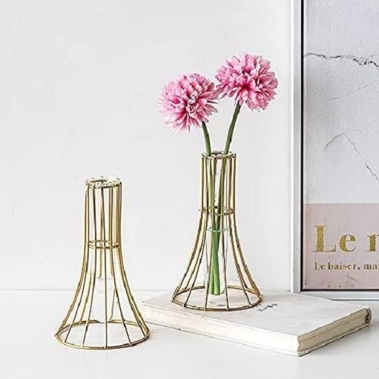 1 шт. Металлическая ваза для домашнего декора, гостиной, спальни, офиса, центральный элемент стола | Станция для размножения с металлическим каркасом, пробирками, стеклянными изделиями