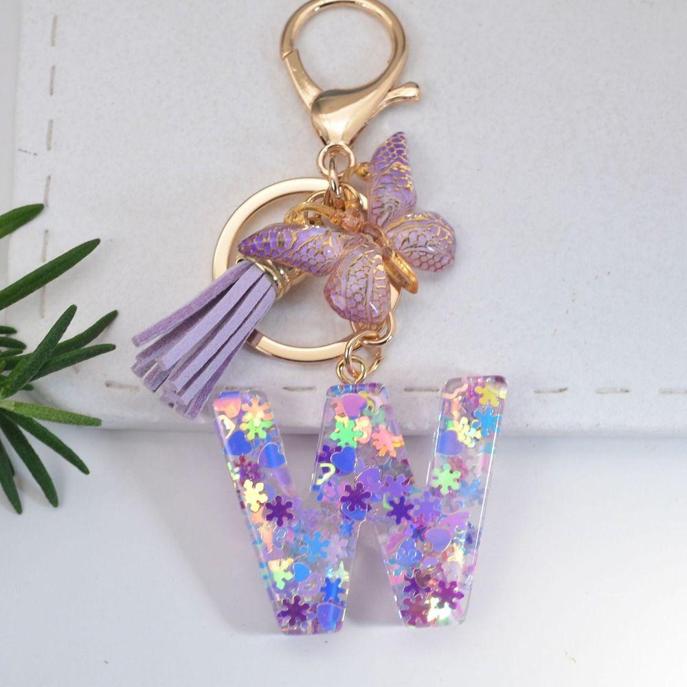 Инициалы алфавита фиолетовые снежинки брелок с буквами от А до Я 26 брелок с алфавитом подарки на день рождения
