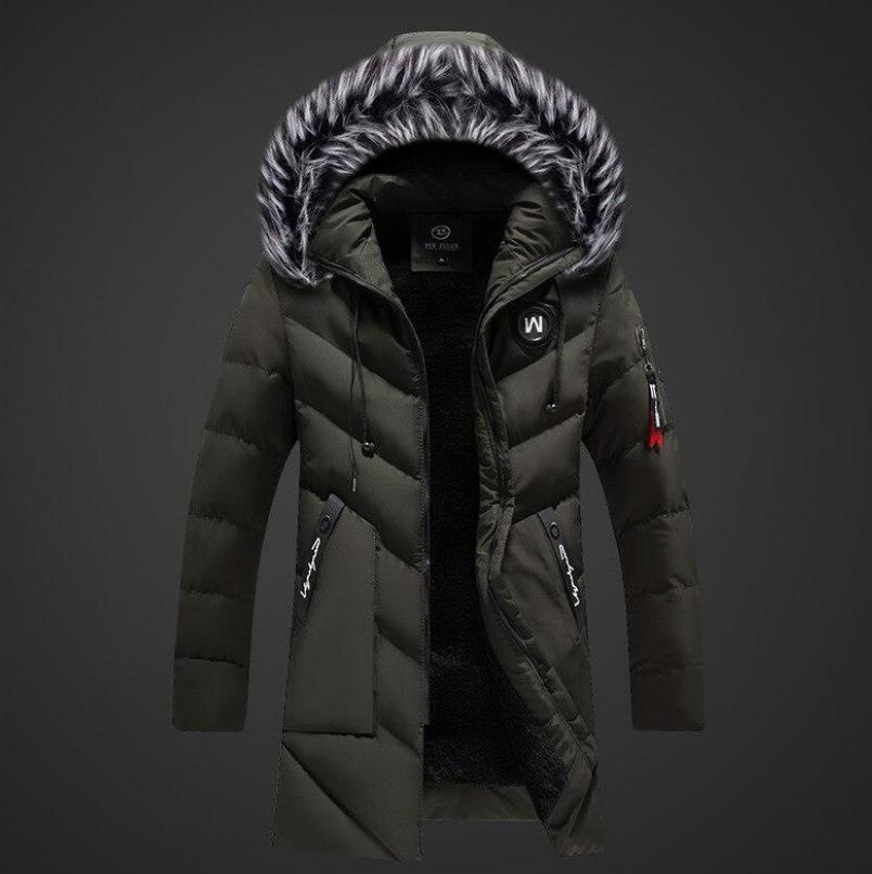 Мужская парка зимняя утепленная куртка мужская с большим искусственным меховым воротником и капюшоном флисовое пальто повседневная ветрозащитная водонепроницаемая хлопковая зимняя куртка длинная