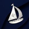 Creative Design Of Autumn And Winter Clothing Sailboat Brooch Artificial Mother Shell Copper Micro Inlaid Zircon Brooch