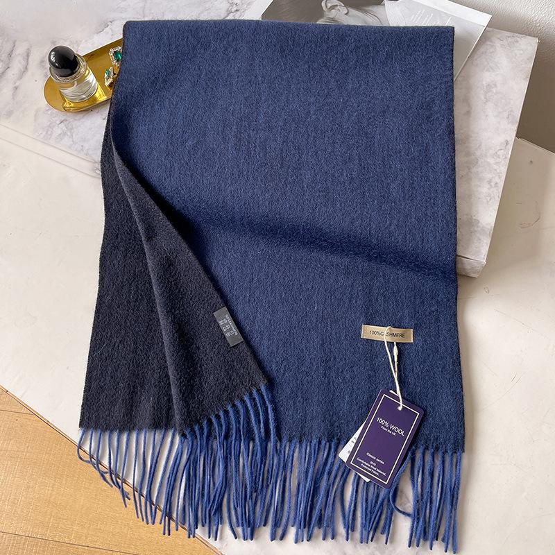 White Raspberry Pink Cashmere Scarf Women's Winter Thickened Versatile Simple Double-sided Scarf Gift