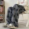 Women Men's Y2k Casual Plaid Pants Sweatpants Wide Leg Baggy Track Pants Vintage Korean Style Clothes Trousers Streetwear Men