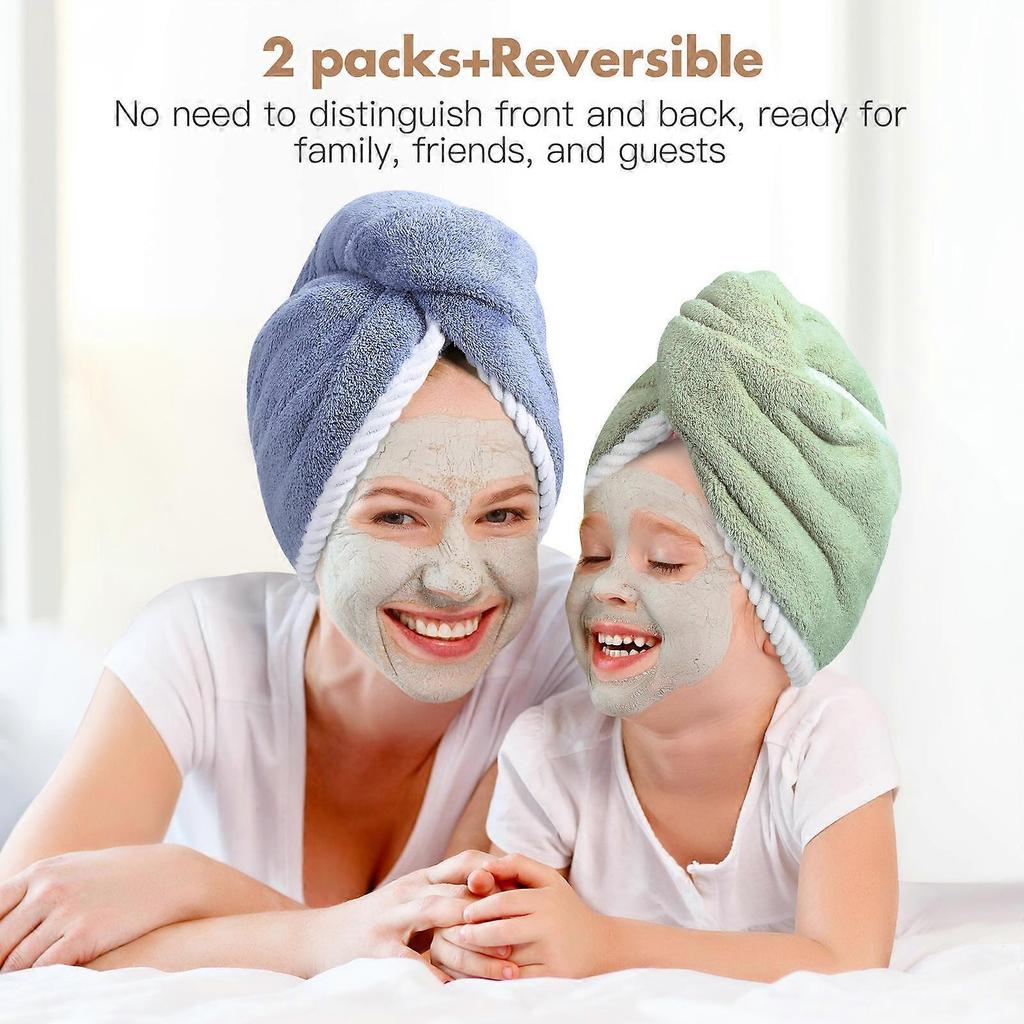 Absorbent Hair Drying Hat Coral Fleece for Women 2Pcs Towel Wraps