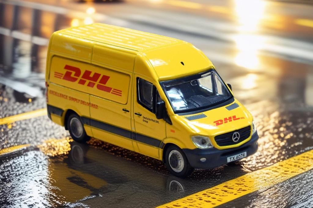 Масштабная модель автомобиля Tiny City Sprinter FL DHL, литой металл 1/76 №90 Mercedes-Benz
