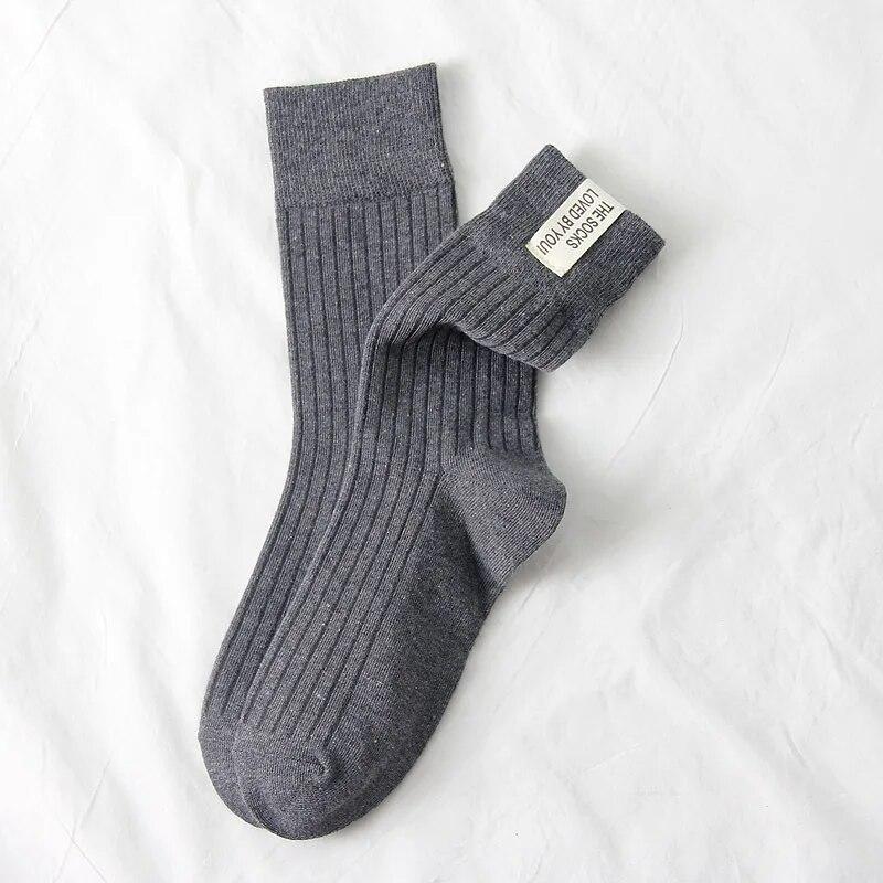Новые винтажные уличные длинные носки в стиле Харадзюку, модные хлопковые вязаные женские однотонные носки, носки в японском стиле для девочек, осень-зима