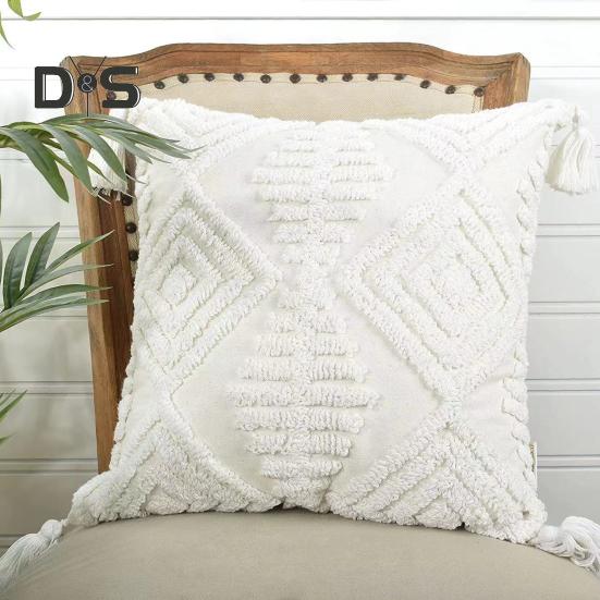 Вышитая наволочка, вышитая наволочка с кисточками, декоративная наволочка из хлопка и льна для дивана, кровати, автомобиля