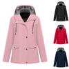 Women's Fashionable Solid Color Long Sleeved Hooded Pocket Outdoor Hiking Suit Waterproof Jacket