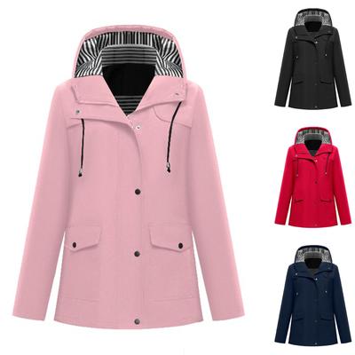 Женский модный однотонный костюм для активного отдыха с капюшоном и карманами, с длинными рукавами, водонепроницаемая куртка