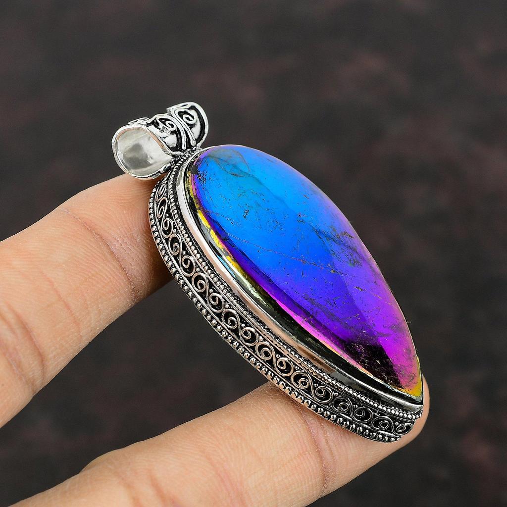 Кулон Mystic Fire из лабрадорита, подвеска из стерлингового серебра 925 пробы, изысканный кулон из драгоценного камня, винтажные ювелирные изделия ручной работы, новый кулон, свадебный подарок