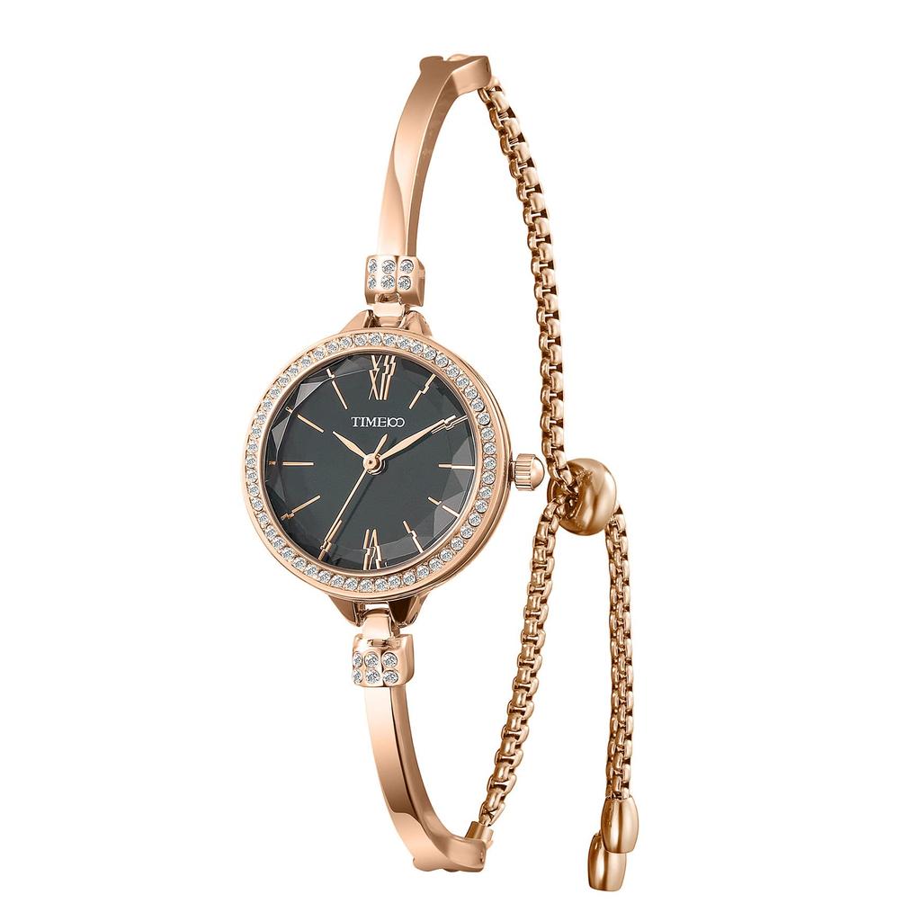 Time100 женские модные часы с браслетом из многогранного стекла, свободно регулируемый ремешок, японский кварцевый 30-метровый водонепроницаемый женский ремешок (зеленый)