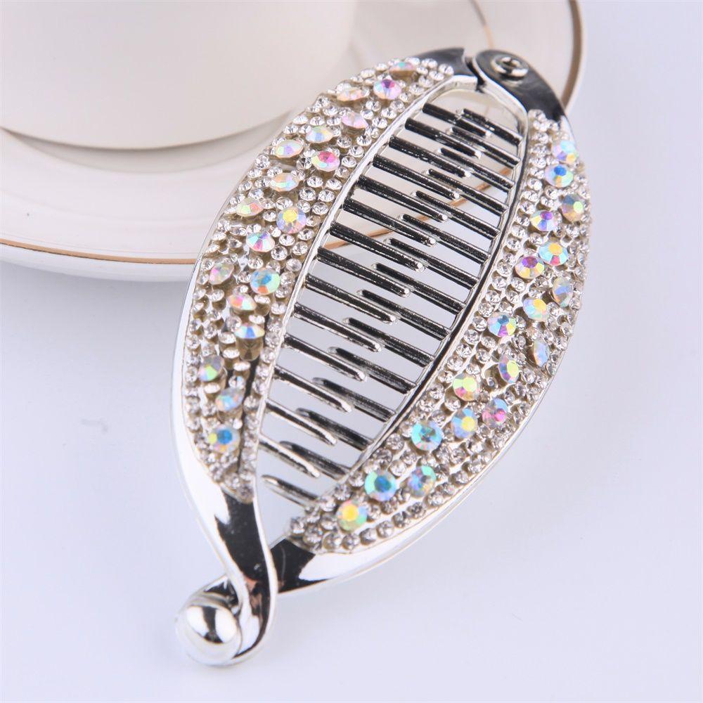 Vertical Hair Accessories Fashion Crystal Hair Clip Banana Clip Ponytail Hairpin Headwear