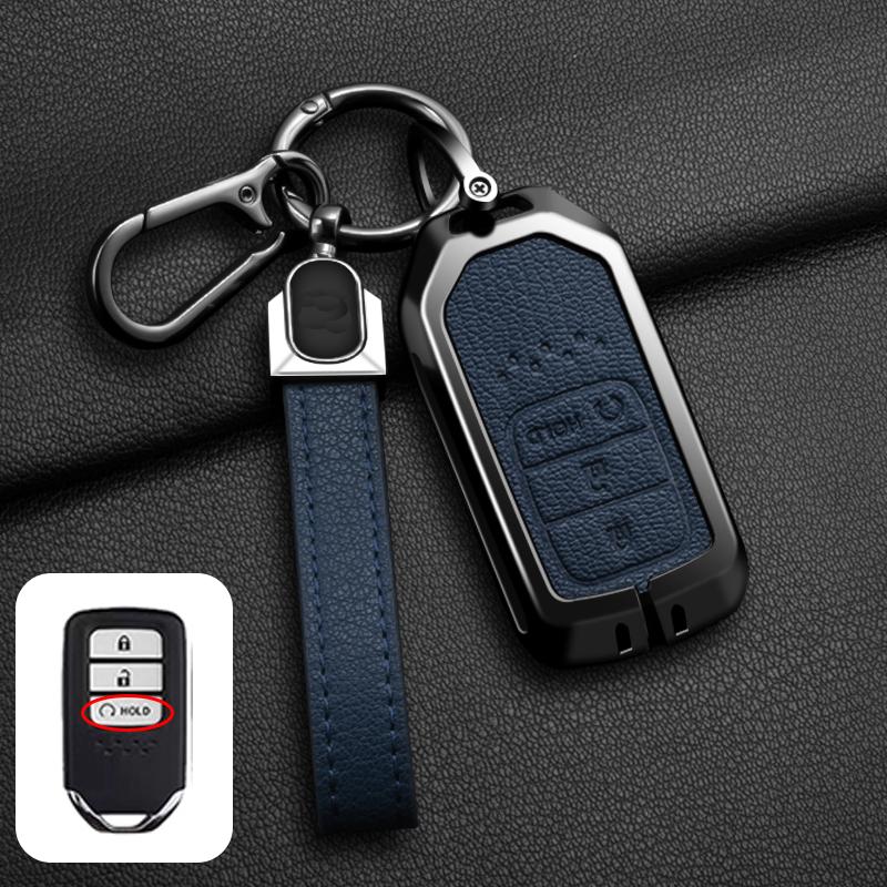 Zinc Alloy Leather Car Key Cover Shell Case for Honda Civic CRV HRV Accord Pilot Fit Freed Vezel Odyssey 2018 - 2022 Accessories