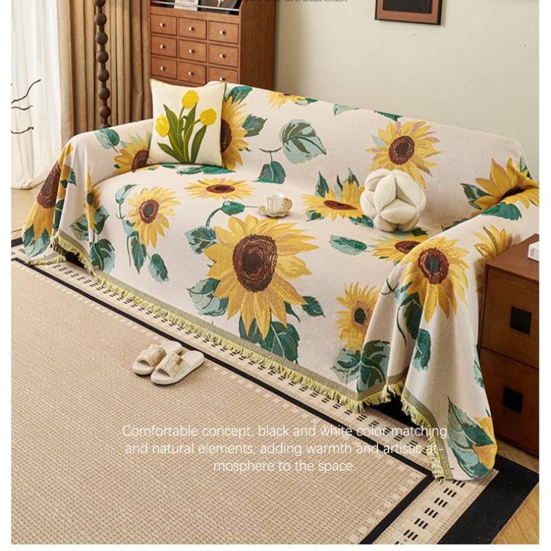 Sofa Towel High-end Flower New Cotton and Linen Sofa Cushion Cover Towel Universal in All Seasons New Non-slip Sofa Cover