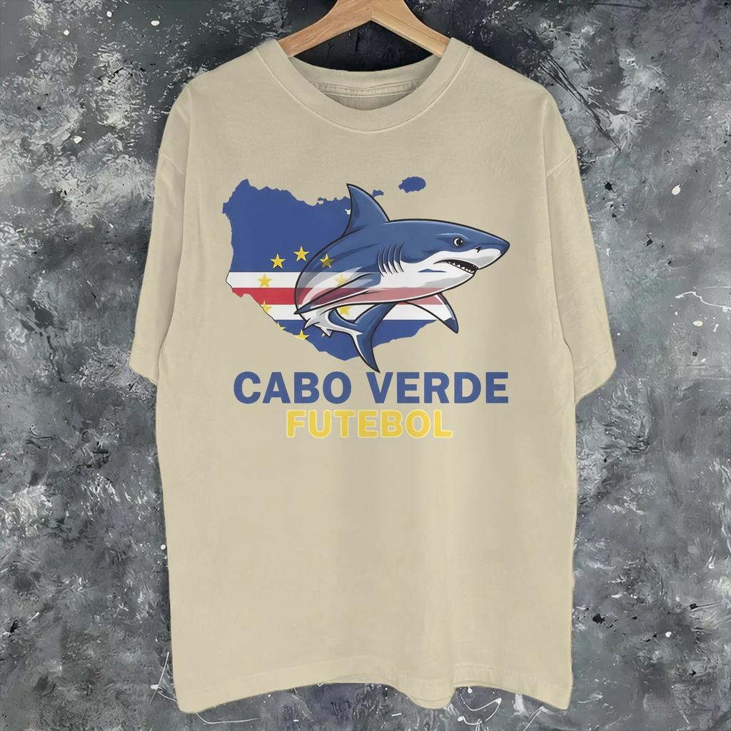 Cabo Verde Soccer Blue Shark Tee Shirt For Unisex Wounisex Graphic Printing T Shirts Cotton Clothes