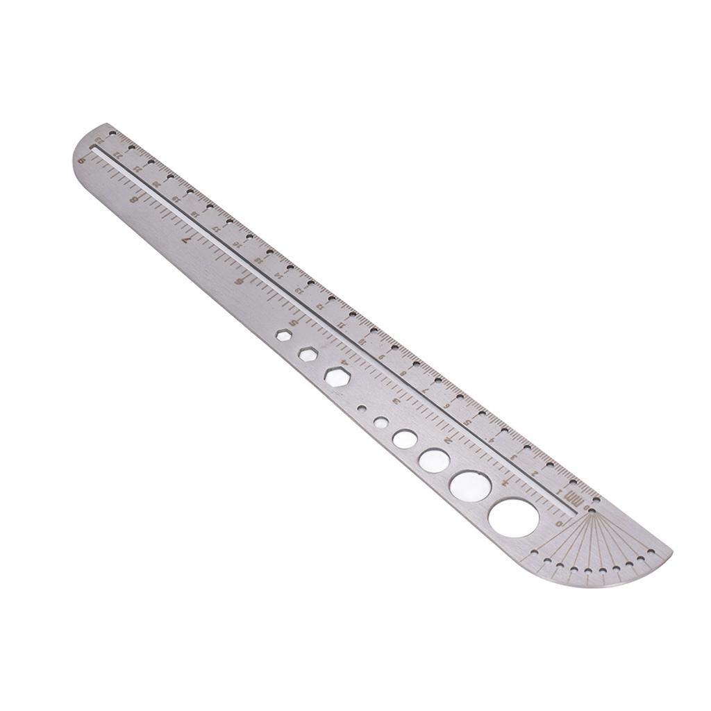 Stainless Steel Ruler Multifunctional Special Shaped Large Office Ruler with Scale Sewing Leather Measuring Tool