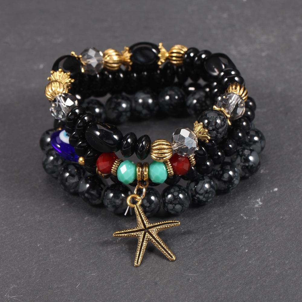 JYL TS Bracelet Bohemian Flag Star Beads Enhances Patriotism