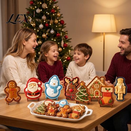Interactive Baking Tools Christmas Cookie Cutter, Push Type Integrated Mold, Plastic Tree Pastry Molds Clay Decorating Tool for Holiday Kitchen