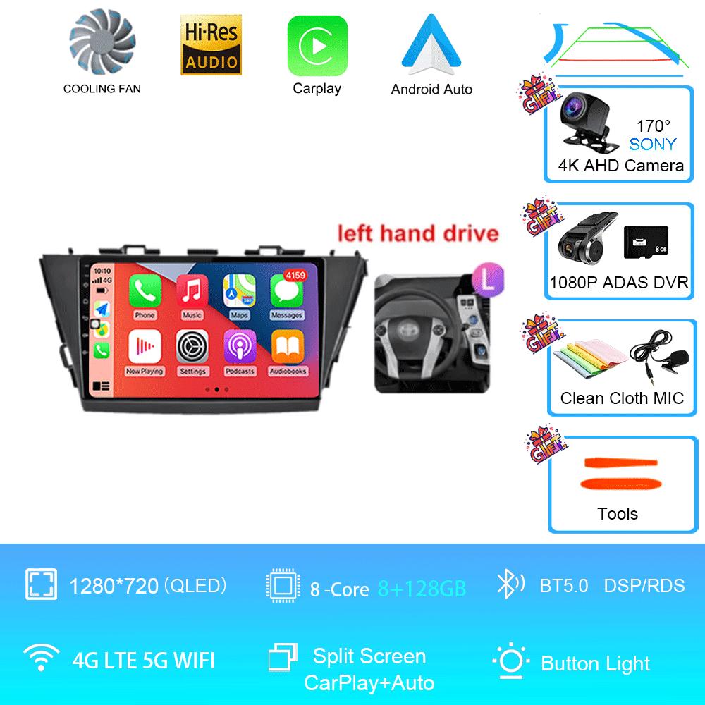 9-дюймовый Android 14 автомобильный радиоприемник для Toyota Prius V Plus Alpha 2012 2013 2014 2015 стереоплеер GPS навигация Carplay Auto LHD RHD DVD