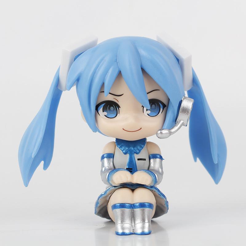 Новый набор из 5 шт./набор Hatsune Miku Q Версия Сидячая поза Каваи Подарок на день рождения Фигурки аниме-девушек Супер милые Уникальные детские игрушки