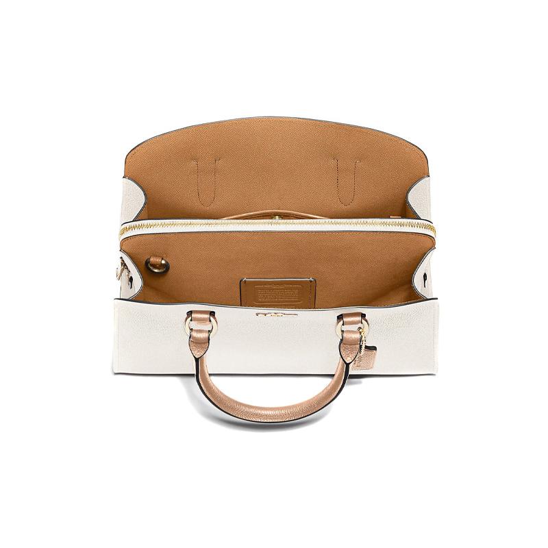 COACH Channing 32 Solid Color Leather Shoulder Bag Crossbody Handbag Large Women's Color Combination Khaki