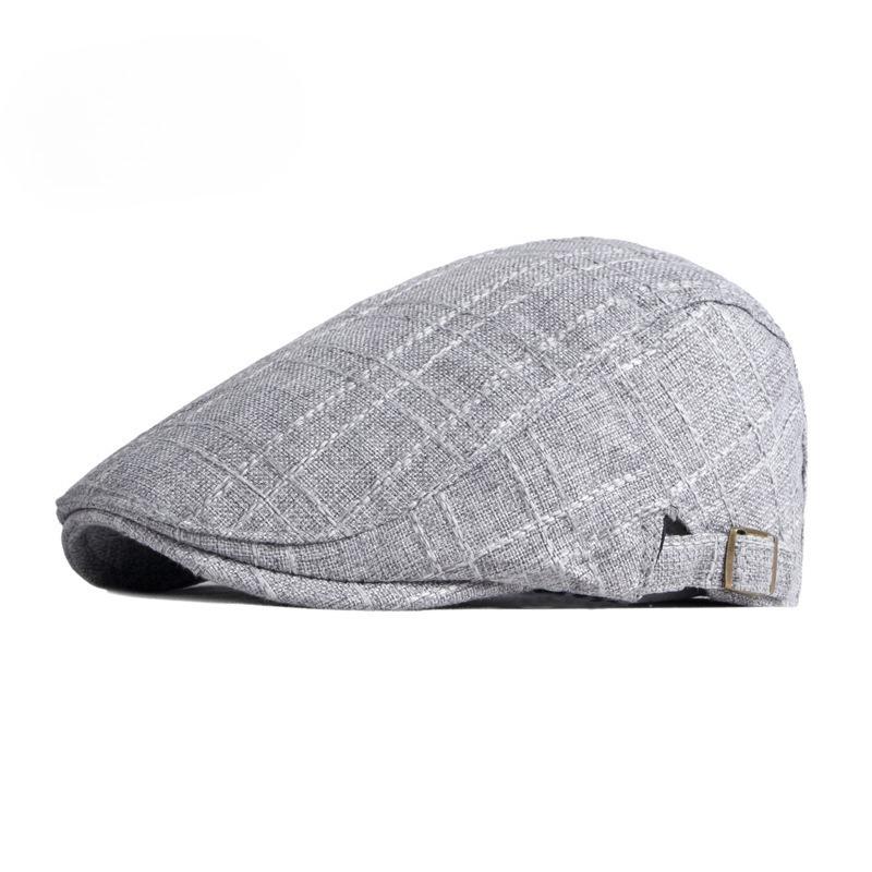 British Retro Faux Linen Flat Cap for Men Women Vintage Adjustable Beret Newsboy Hat Casual Breathable Peaked Forward Cap Korean Style