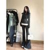 Autumn 2025 Women’s Street Style Slim Zip-Up Sweatshirt & Wide Leg Pants Set