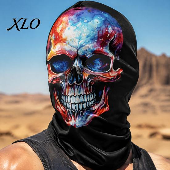 Creative Niche Party Supplies Skull Print Halloween Balaclava, Breathable Mesh Full Face Mask with 3D Printed Print, UV Protection Funny Headwear for