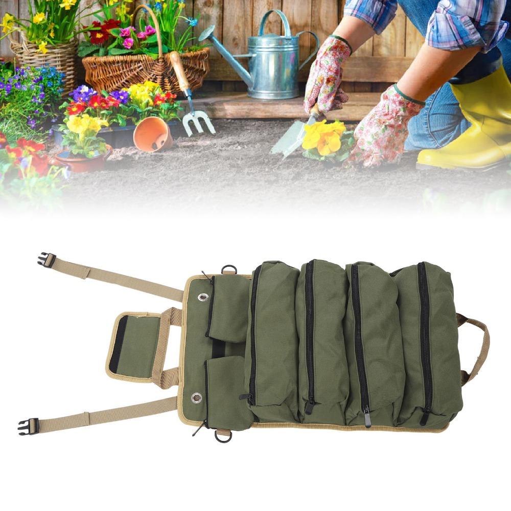 Oxford Cloth Roll Up Tool Bag Separate Pockets Multipurpose Tool Bag  Gardening