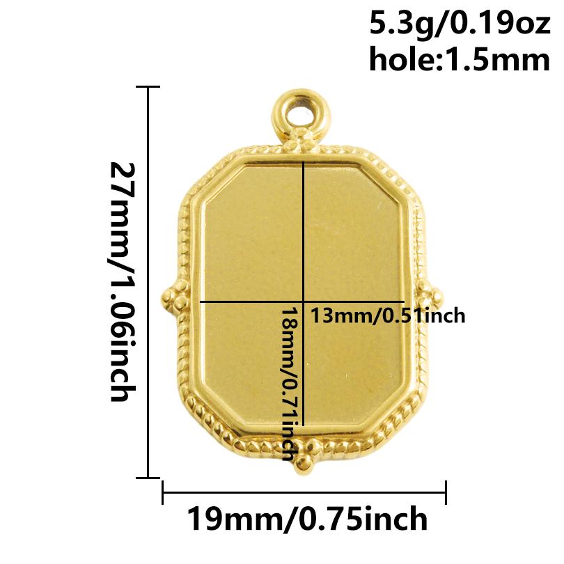 6pcs Heart Square Water Droplet Oval Cabochon Base Setting Pendant Stainless Steel Charms For Jewelry Making Bulk DIY Materials