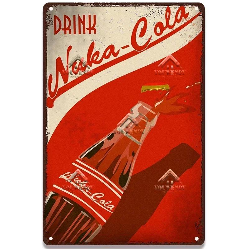 Металлическая табличка с постерами напитка Nuka Cola - Идеальный декор для стены паба, игровых зон, ретро-игровой тематики, металлическое искусство