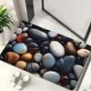 2D Colorful Polished Pebble Stone Bathroom Mat Natural Smooth River Rock Print Decorative Modern Indoor Bath Floor Rug