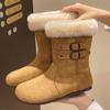 Зимние зимние меховые теплые ботильоны на плоской подошве замшевые женские туфли брендовые дизайнерские плюшевые хлопковые ботинки челси новые повседневные ботинки женские
