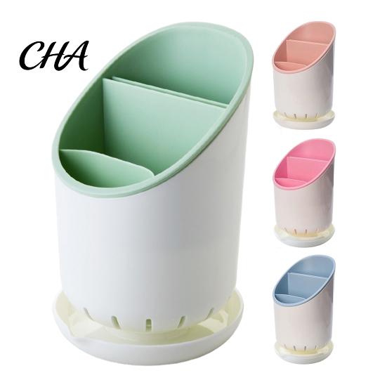 Versatile Kitchen Storage Container Multi-compartment Draining Chopstick Holder, Plastic Utensil Organizer with Drain Practical Organization