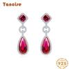 Танциз 7*14 Ювелирные изделия S925 Серебро Капли Модные рубиновые женские универсальные геометрические серьги в стиле ретро