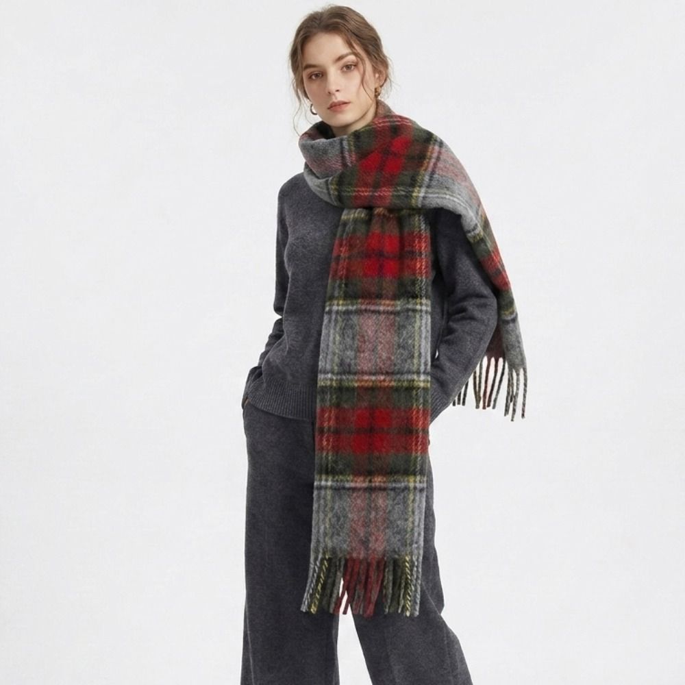 Retro Tassel Shawl Long Winter Cashmere Scarves Elegant Plaid Scarf Women/Men