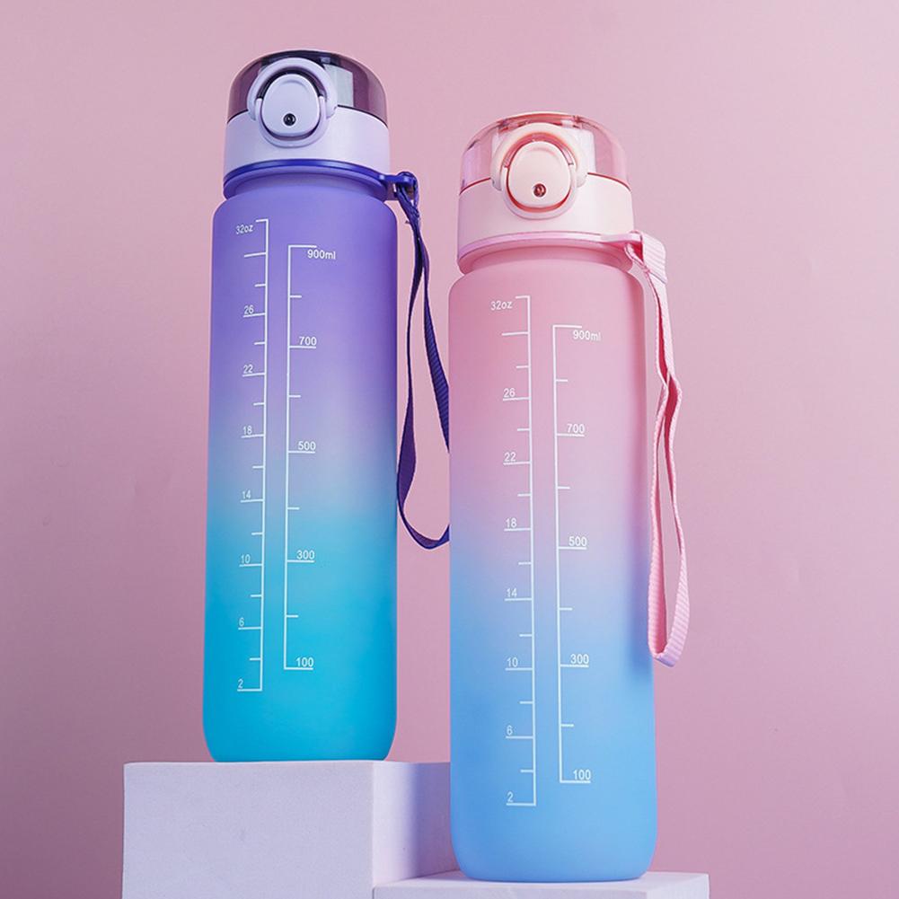 Бутылка для воды 1 л с соломинкой градиентная бутылка для питьевой воды герметичная откидная крышка