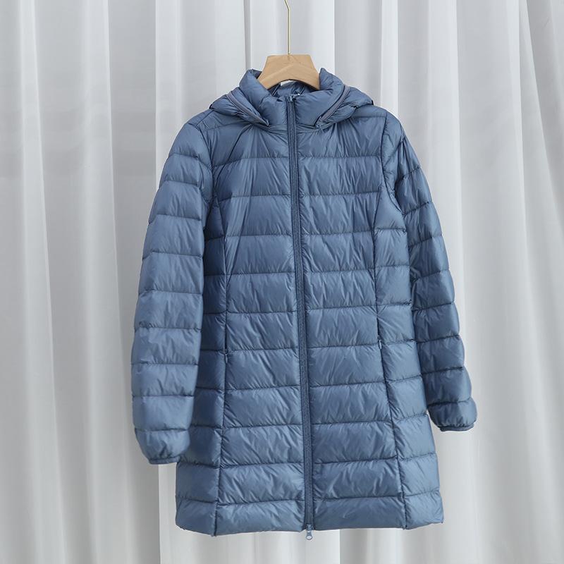 Light Down Jacket Women's Medium and Long Autumn and Winter New Korean Version Slim Fit Large Size Light Jacket Removal Cap