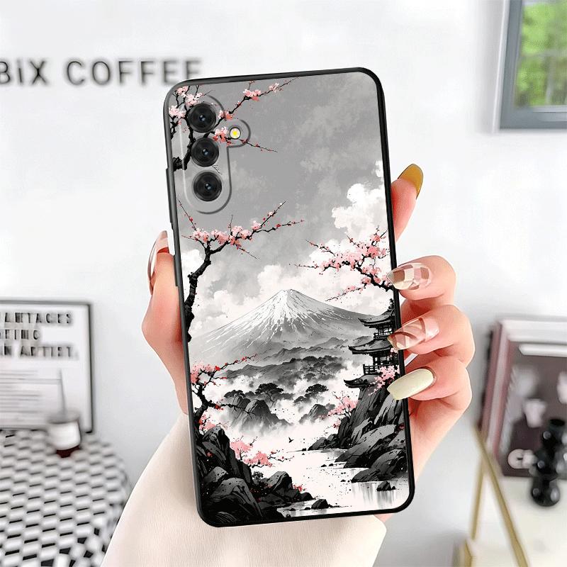 Японский Розовый Вишневый Гора Фудзи Мягкий Чехол для Телефона для Samsung A17 A37 A57 A16 A26 A36 A56 A15 A25 A35 A55 A14 A24 A34 A54 A13 A23