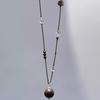 Original natural agarwood large bead pendant with braided rope sweater chain, white crystal necklace, new Chinese style gift for men and women