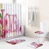 Love Valentine'S Day Shower Curtain Floor Mat Four-Piece Set Bathroom Non-Slip Door Mat Bedroom Carpet