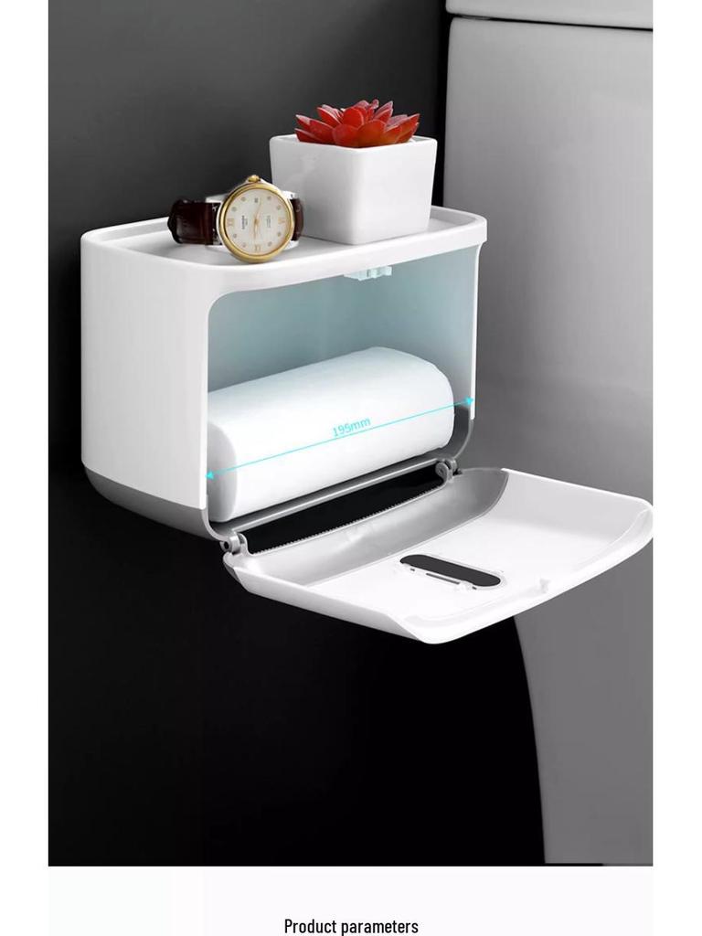 Wall-Mounted Waterproof Toilet Paper Holder and Tissue Box