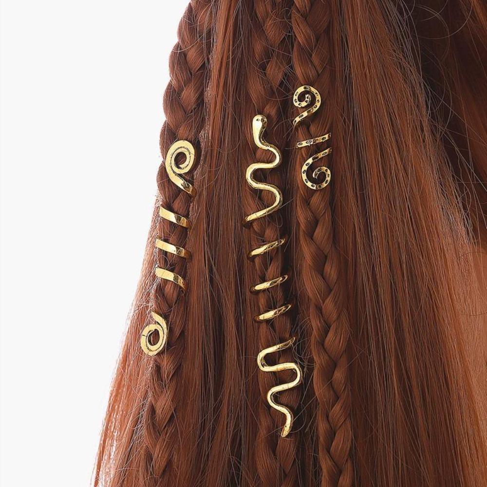 3pcs Metal Cuff Clips Viking Beads Celtic Knot Dreadlock Beads Hair Braid Rings for Women Girls